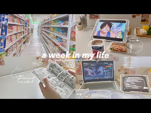 vlog ep. 2 ー grocery shopping, anime, online class, reading manga🍓🍥