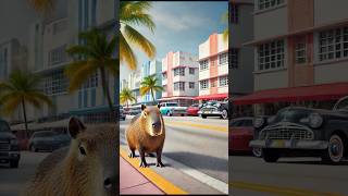 Capy in Miami 🌞: Tropical Vibes and Art Deco Delights! 🌴 #short #capybara