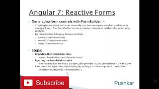 Angular 7 Tutorial  -  FormBuilder in Model-driven Forms  reactive forms