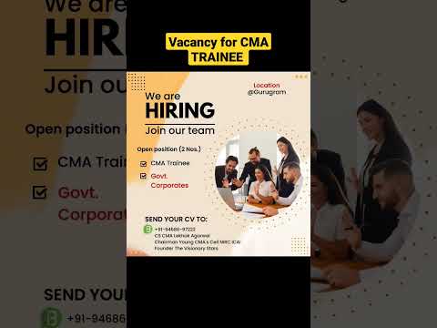 CMA INTERNSHIP | CMA ARTICLESHIP | CMA TRAINEE VACANCIES | #jobvacancy #shortsfeed #recruitment