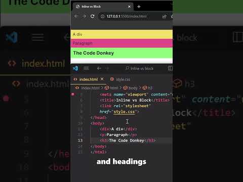 The difference between Inline and Block Elements in CSS #shorts #html #css