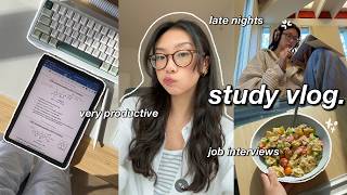study vlog | VERY productive days in my life, midterm studying, notetaking & job interviews