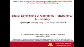 SSTD21: Spatial Dimensions of Algorithmic Transparency: A Summary