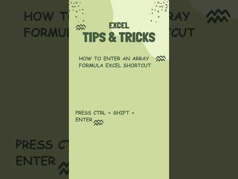 How to Enter an array formula Excel shortcut