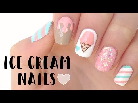 Cute Summer Ice Cream Nails | DIYDazzleNails