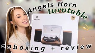 MY NEW RECORD PLAYER! Unboxing and Reviewing Angels Horn - H00501 Hi-Fi Turntable! 💫