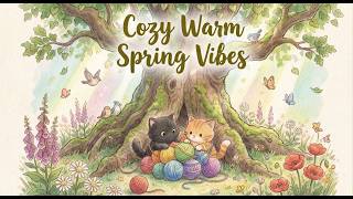 Warm Spring Vibes ☀️ Cute Cats Playing Yarn | Relaxing Acoustic Lofi / Chillhop