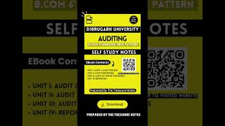 Dibrugarh University Auditing Self Study Notes Ebook 2025 BCom 6th Semester - Download Now