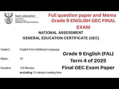 Grade 9 English (FAL) GEC November 2025 Final Exam Paper || All Topics Covered