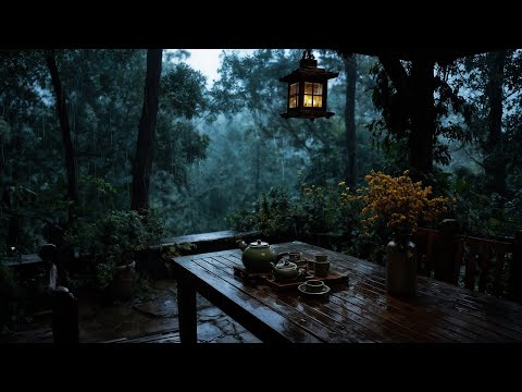 Rainy Tea Morning on the Porch 🌧️ Forest Ambience for Peaceful Study & Sleep