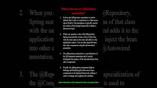 What is the use of @Repository annotation #youtubeshorts #javainterviewquestions #java #shorts
