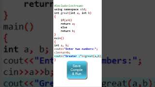 Program to find greater number between two numbers using function in C++  Language | Learners Region