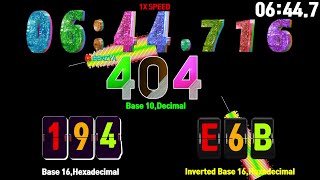 0~1200 seconds countup Base 16,Hexadecimal and Inverted Base 16 Hexadecimal timer alarm🔔