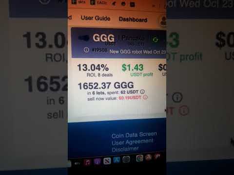 GGG pancake swap dex algo bot, 13.04% ROI, Day 13, automated, passive