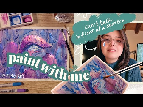 a chill yet chaotic paint with me ✨ // messy watercolor sketch, #funguary week two (mystical)