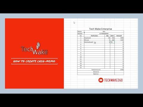 How to Create a Cash Memo In Excel in Bangla | 2018 |