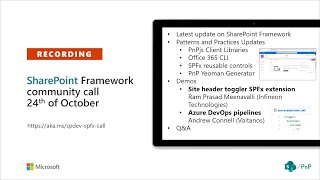 SharePoint PnP - SPFx and JavaScript community call - 24th of October 2019