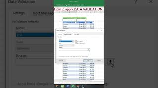 How to use DATA VALIDATION in MS Excel. #excel #exceltutorial #exceltips