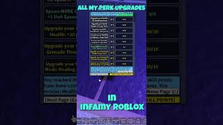 Roblox Infamy Shorts | All My Perk Upgrades #upgrades #infamy #roblox #games