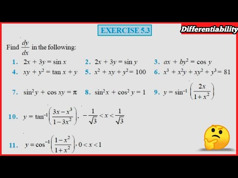 Class 12 Maths Chapter -5 Continuity and Differentiability: Exercise 5.3 solutions