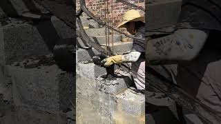 Skilled Woman Applying Mosquito Wire Mesh Perfectly on Concrete Iron Frame #SmartBuild #contruction