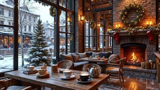 Cozy Winter Jazz Cafe Ambience ❄️☕ Smooth Jazz Music, Warm Fireplace for Relax & Focus