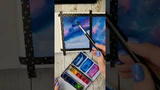 Easy night sky watercolor tutorial. #learnwatercolorpainting #watercolor #nightsky