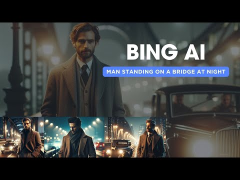 Man Standing on a bridge at night | AI Generated Images | Bing AI