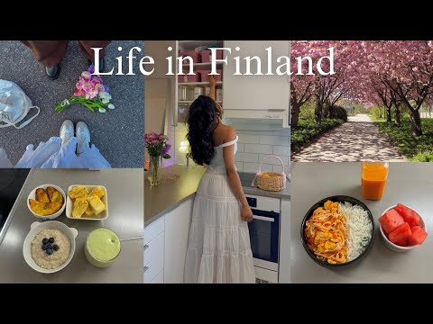 Days in my life in Finland | Living alone diaries | Grocery shopping, Cooking | Cherry blossom🌸