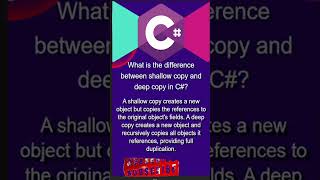 What is the difference between shallow copy and deep copy in C#? #copy #tech #job #interview #shorts