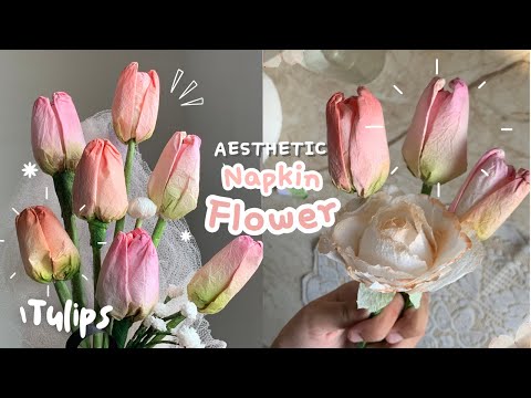 How I make Tulip flower🌷 from tissue paper | no crepe paper | paper flower making| #diy #craft