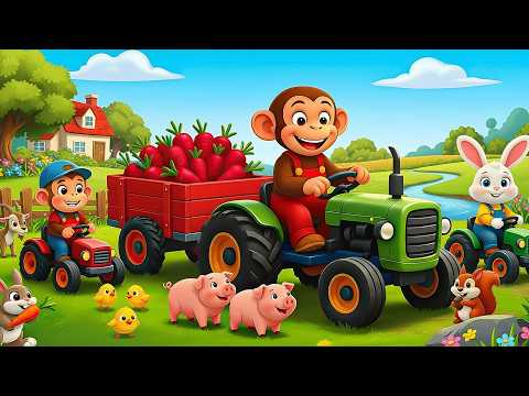 Monkey Funny Fixes Tractor and Plows Beet Field - Farm Work | MonKey Cartoon 🐒
