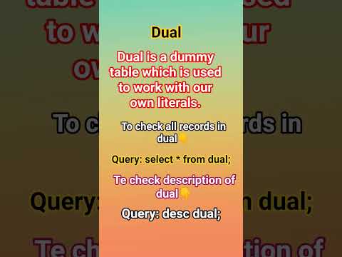 What is dual in SQL? #dual #sql #shorts #basics
