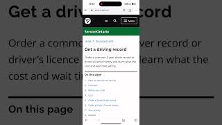 Ontario Driving Record/Abstract for Uber or Lyft ￼
