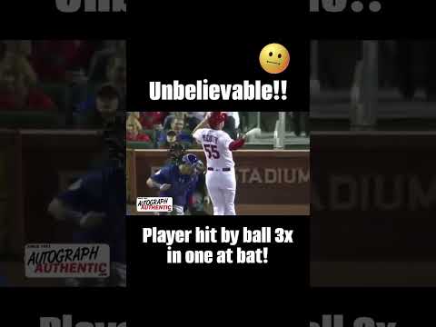 Steven Piscotty set a new baseball record for getting hit by the ball 3x in one at bat!