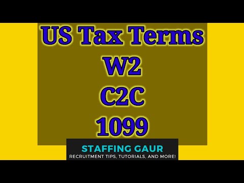Tax Terms | W2, C2C, 1099 | US IT Recruitment Training in Hindi