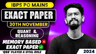 Exact Paper | Quant & Reasoning | IBPS PO Mains 2024 | Memory Based Paper | Yashraj Sir | Veteran