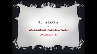 PROBLEM 10, S.L ARORA ELECTRIC FIELD AND CHARGES# CLASS 12 #S.L ARORA # PHYSICS # PROBLEMS