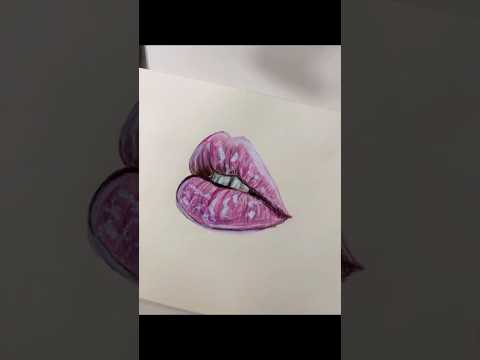 ✨ Glossy Lip Drawing 💋 #drawing #artshorts #lipsdrawing #speedart #artprocess #sketch #shorts