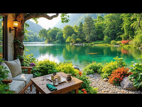 🍃 Lakeside Coffee & Smooth Jazz | Refreshing Café Vibes with Nature Sounds for Stress Relief & Focus