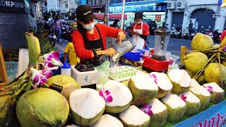 Street Food Thailand "Coconut Smoothie with Milk" Street Food in Phuket