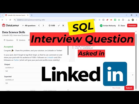 DataLemur Linkedin SQL Interview Question | Data Science Skills | Solution Explained