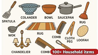 100 Household items with pictures | Household Vocabulary | kitchen Vocabulary | Household items name