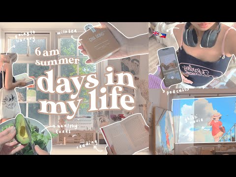 daily vlog 🌱 6am productive summer days, what i eat, baking, going for walks, library & coffee shop