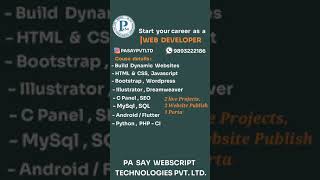 #bhopal #pasaypvtltd web developer training. online & ofline WhatsApp on 9893222186 for more details