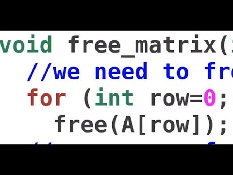 Short lecture 12: C program -  2d malloc and 2d free. two dimensional free