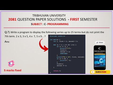 Print Series Without 7th Term in C | Prime Number Explained | BSc CSIT 1st Semester | TU 2081 Qno.7