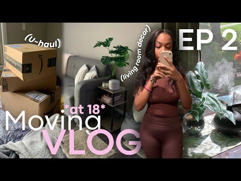 Apartment Series EP 2 🔑*at 18*: LIVING ROOM DECOR! (U-Haul + Shopping + Organize + More)