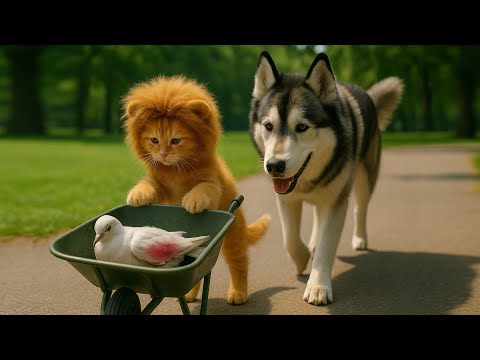 Kitten Feels Happy Wearing Lion Hat Given By Mama, Kitten Rescues Seriously Injured Bird 🐱🐾