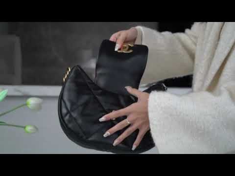 CHANEL 19 HOBO BAG BLACK LAMBSKIN MIXED METAL